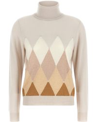 Ballantyne - 'New Diamond' Turtleneck Sweater With Intarsia Motif - Lyst