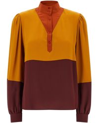 Saint Laurent - Color-block Blouse - Lyst