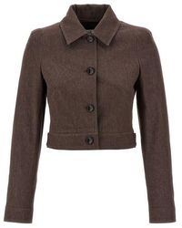 Max Mara - Giubbino Carpa in denim marrone - Lyst