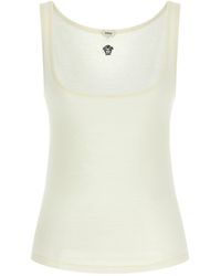 Versace - Cream Ribbed Medusa Wool Top - Lyst