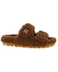 Miu Miu - Shearling Sandals - Lyst