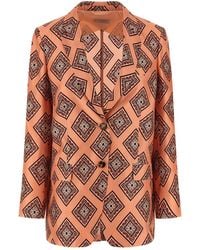 Alberto Biani - Silk Blazer With Geometric Tie Print - Lyst