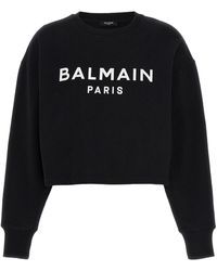 Balmain - Beschnittenes Sweatshirt mit gefährterem Logo - Lyst