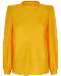 Valentino Garavani - Silk Jacquard Top With Structured Shoulders - Lyst