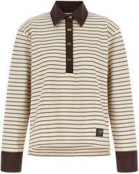 Ganni - Striped Cotton Polo Shirt - Lyst
