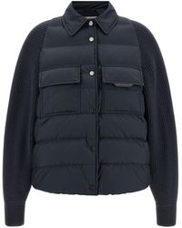 Brunello Cucinelli - 'shiny Flap Detail' Down Jacket - Lyst