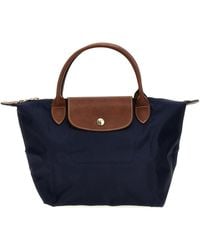 Longchamp - Top-Handle Bag With Leather Flap - Lyst