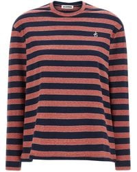 Jil Sander - Striped T-Shirt With Embroidered Logo - Lyst