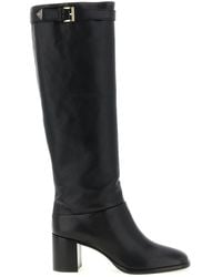 Prada - High Boots With Buckle And Logo - Lyst