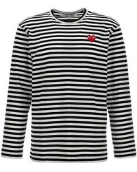 COMME DES GARÇONS PLAY - Logo Patch Stripes T-shirt - Lyst