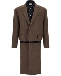 Sacai - 'wool Flannel X Denim Coat' Coat - Lyst