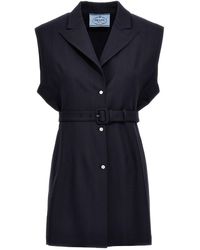 Prada - Belt Wool Vest - Lyst