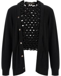 Comme des Garçons - Cardigan With Open-Knit Panel - Lyst