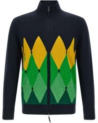 Ballantyne - Intarsia Zip Cardigan 'Classic Diamond' - Lyst