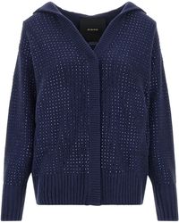 Pinko - 'seicento' Cardigan With Rhinestones And Hood - Lyst