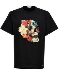 Alexander McQueen - T-shirt 'Floral skull' - Lyst