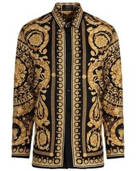 Versace - Printed Long-sleeve Silk Shirt - Lyst