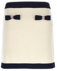 Self-Portrait - Cream Knit Bow Mini Skirts - Lyst