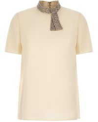Valentino Garavani - Silk Top With Embellished Collar - Lyst