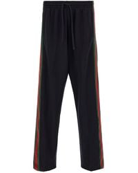 Gucci - 'web' Cotton And Silk Joggers - Lyst