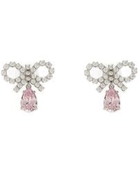 Self-Portrait - Ohrringe "Micro Bow Pink Droplet" - Lyst