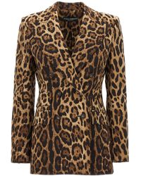 Dolce & Gabbana - Zweireihiger Blazer Mit Tierdruck - Lyst
