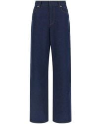 Fendi - Jeans A Gamba Larga Con Orlo Ff Reverse - Lyst