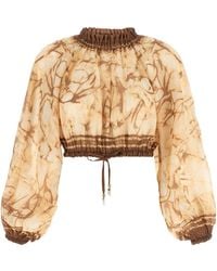 Zimmermann - Cropped Top With Smocked Details - Lyst