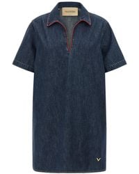 Valentino Garavani - Chambray 'Vlogo' Denim Dress - Lyst