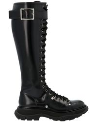 Alexander McQueen - Women Tread High Knee Lace Up Boots - Lyst