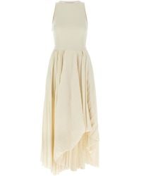 McQueen - Pleated Cotton Jersey Asymmetrical Dress - Lyst