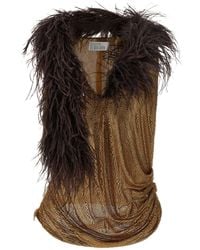 GIUSEPPE DI MORABITO - Mesh And Feather Top - Lyst