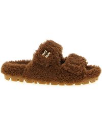 Miu Miu - Shearling Sandals - Lyst