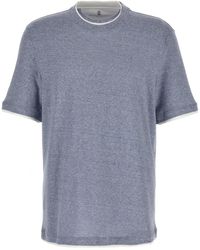 Brunello Cucinelli - T-Shirt Mit Doppeltem Saum - Lyst