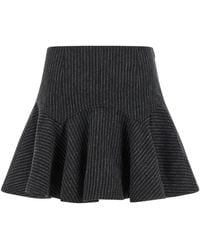 Ganni - Pinstriped Flannel Skirt - Lyst