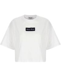 Miu Miu - Logo-embellished T-shirt - Lyst