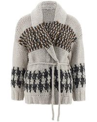 Brunello Cucinelli - 'Opera Prince Of Wales' Cardigan - Lyst