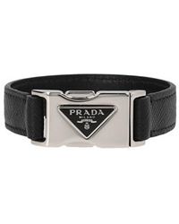 Prada - Triangle Logo Bracelet - Lyst