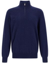 Brunello Cucinelli - Pullover Mit Halbem Reißverschluss - Lyst