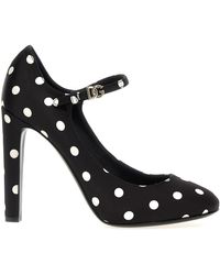 Dolce & Gabbana - Bianca Polka-Dot Satin Pumps - Lyst