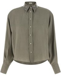 Brunello Cucinelli - Sequin Collar Shirt - Lyst