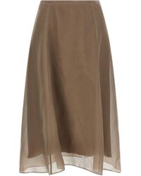 Brunello Cucinelli - Silk Midi Skirt - Lyst