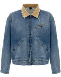 Maison Margiela - Stonewashed Denim Jacket With Corduroy Collar - Lyst