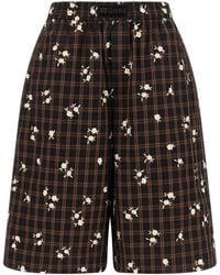 Ganni - 'check Flower' Bermuda Shorts - Lyst