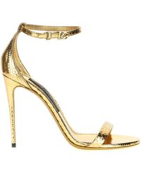 Dolce & Gabbana - Laminated Python Sandals - Lyst