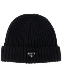 Prada - Triangle Logo Beanie - Lyst