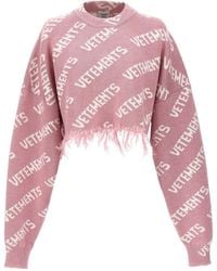 Vetements - 'iconic Lurex Monogram' Crop Sweater - Lyst