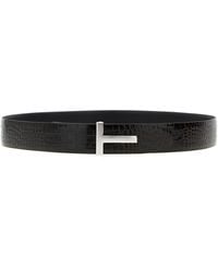 Tom Ford - Gürtel 'Shiny Croc Reversible T' - Lyst