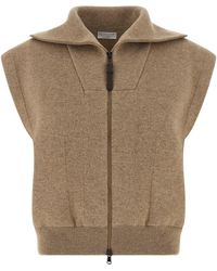 Brunello Cucinelli - 'shiny Zipper Pull' Vest - Lyst