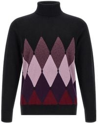 Ballantyne - Classic Diamond Intarsia Turtleneck Sweater - Lyst